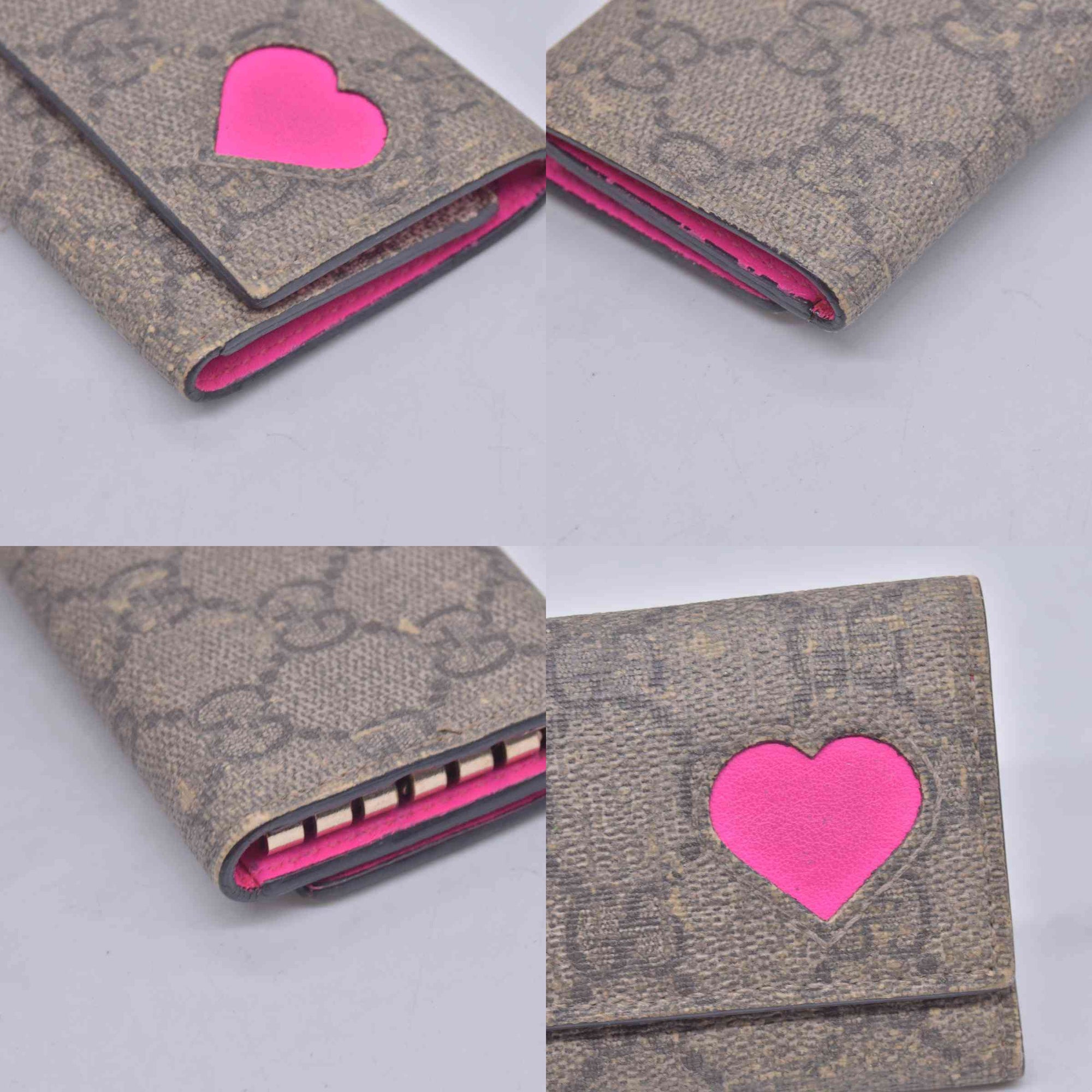 $350 GUCCI Gucci GG Supreme Floral / Heart Card Case CONSIGNMENT 10021575