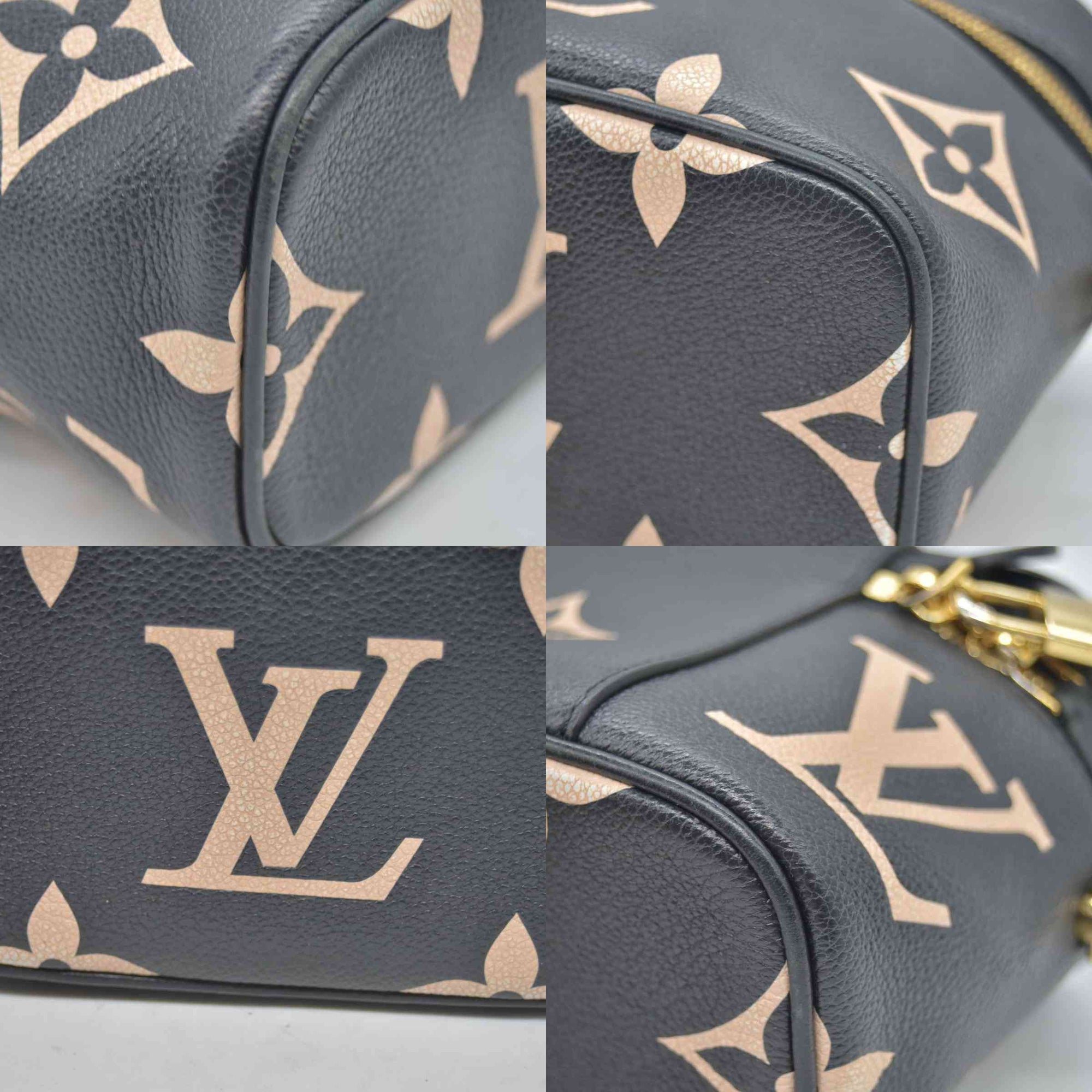 $3250 2021 Louis Vuitton Empreinte Monogram Giant Vanity PM Black Beige FP1201