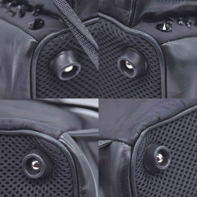$1950 MIU MIU Leather Trimmed Matelasse Crystal Embellished Nylon Backpack