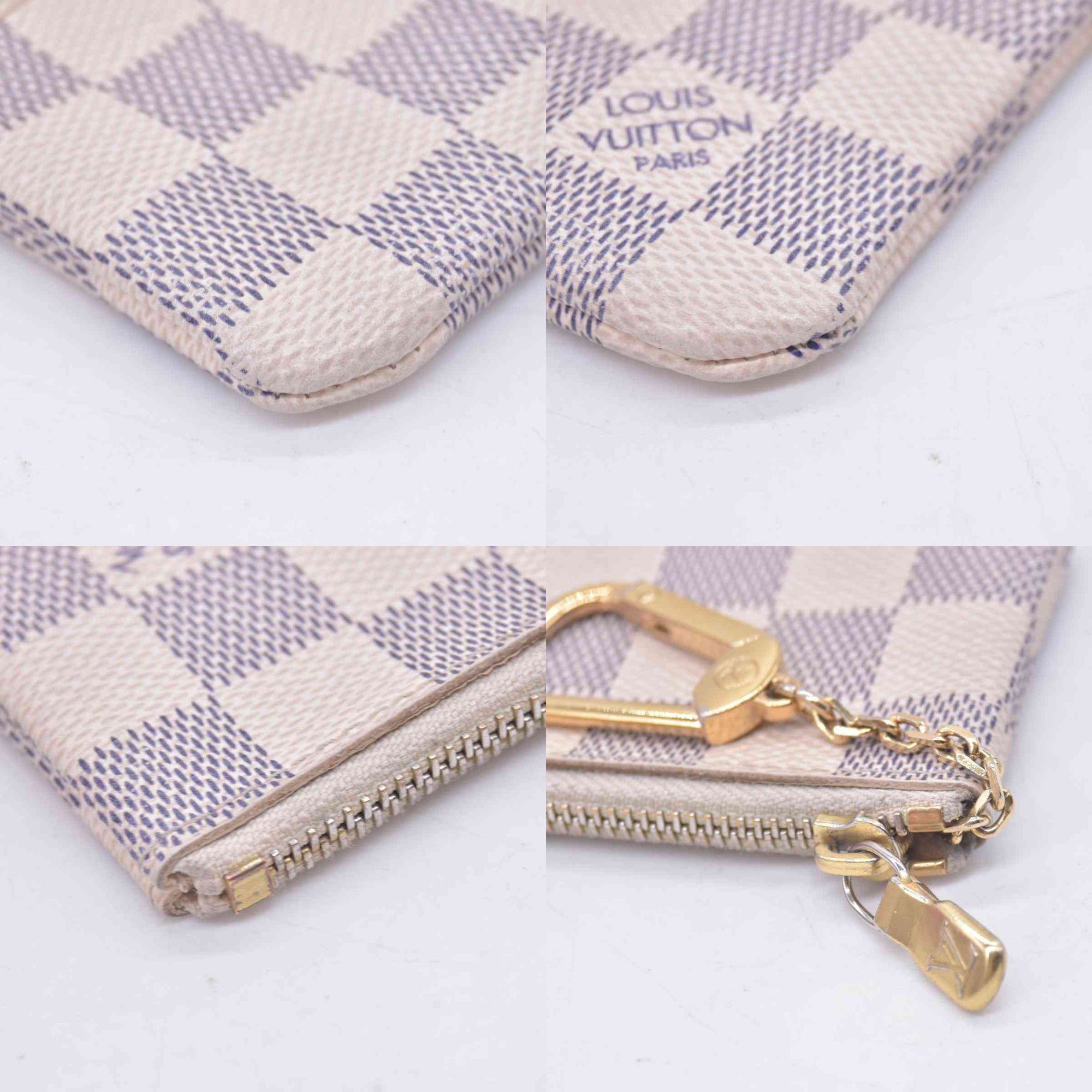 $325 2008 LOUIS VUITTON Damier Azur Cles Key Pouch GA0068 CONSIGNMENT 10021431