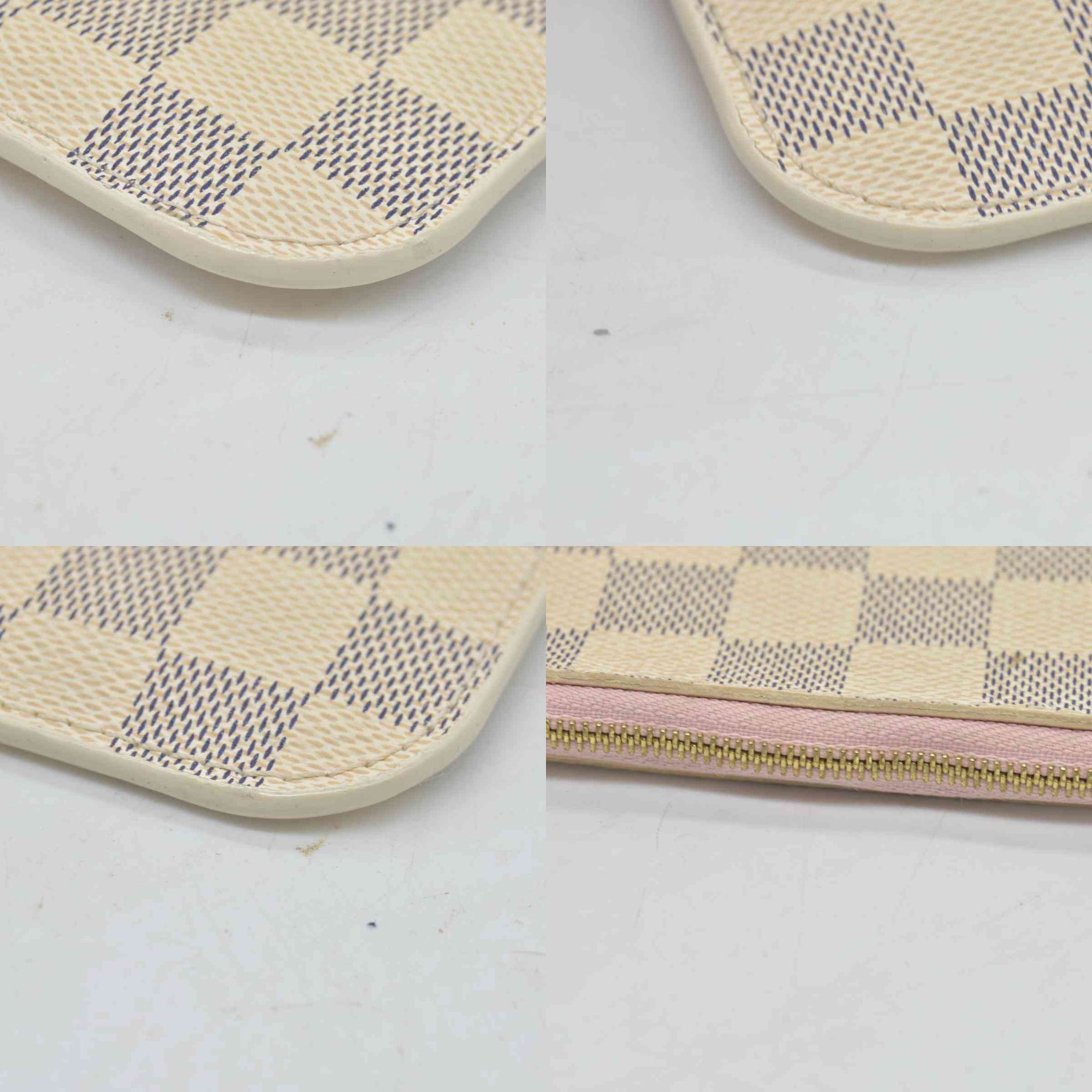 $600 Louis Vuitton Damier Azur Neverfull MM GM Pochette Rose Ballerine MS3179