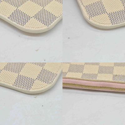 $600 Louis Vuitton Damier Azur Neverfull MM GM Pochette Rose Ballerine MS3179