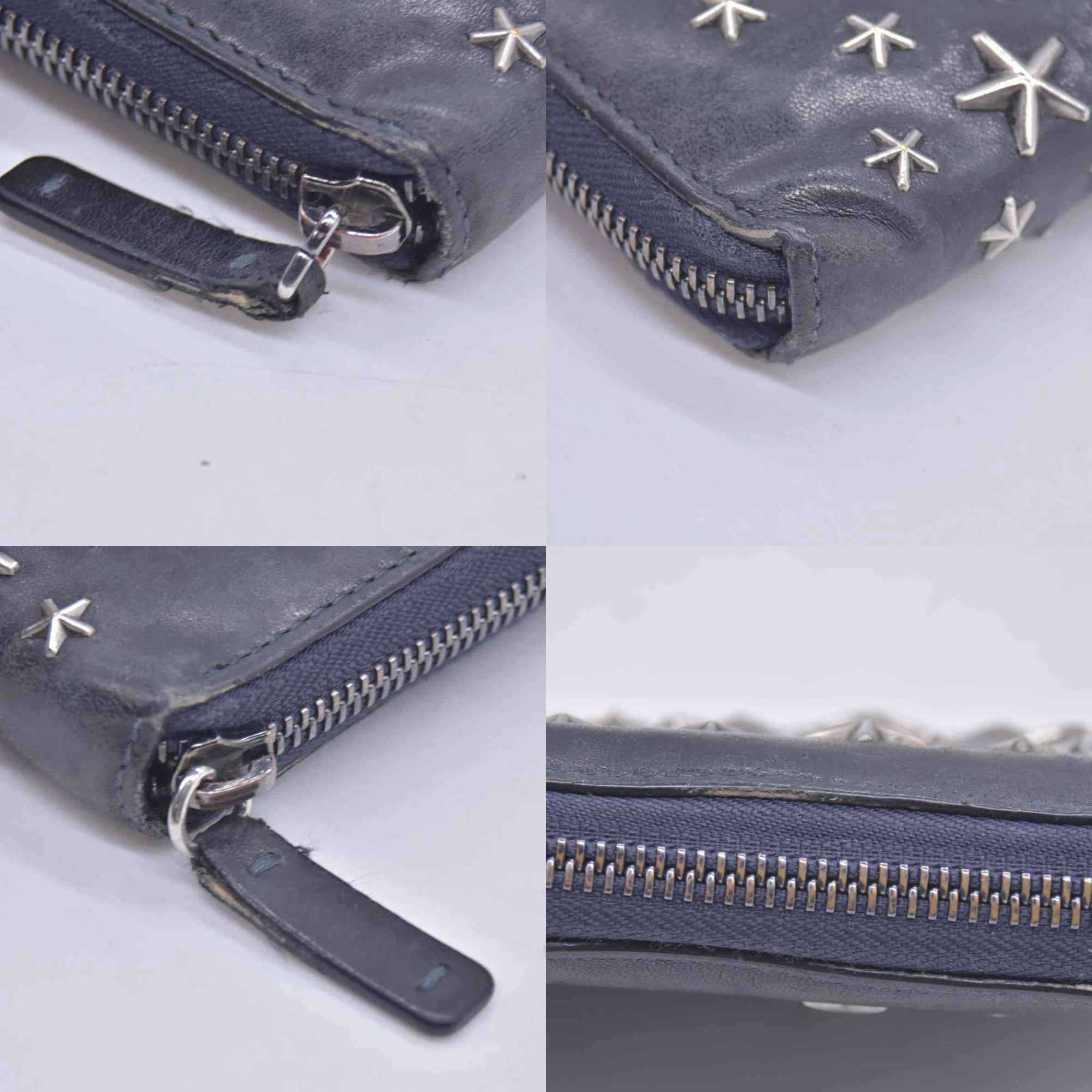 Jimmy Choo Star Zip Around Wallet Black CONSIGNMENT 10020937