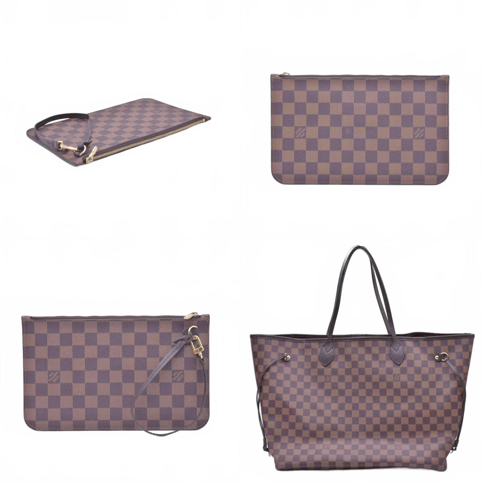 $2310 USA 2019 Louis Vuitton Damier Ebene Neverfull GM with Pouch 10021271 SD4119