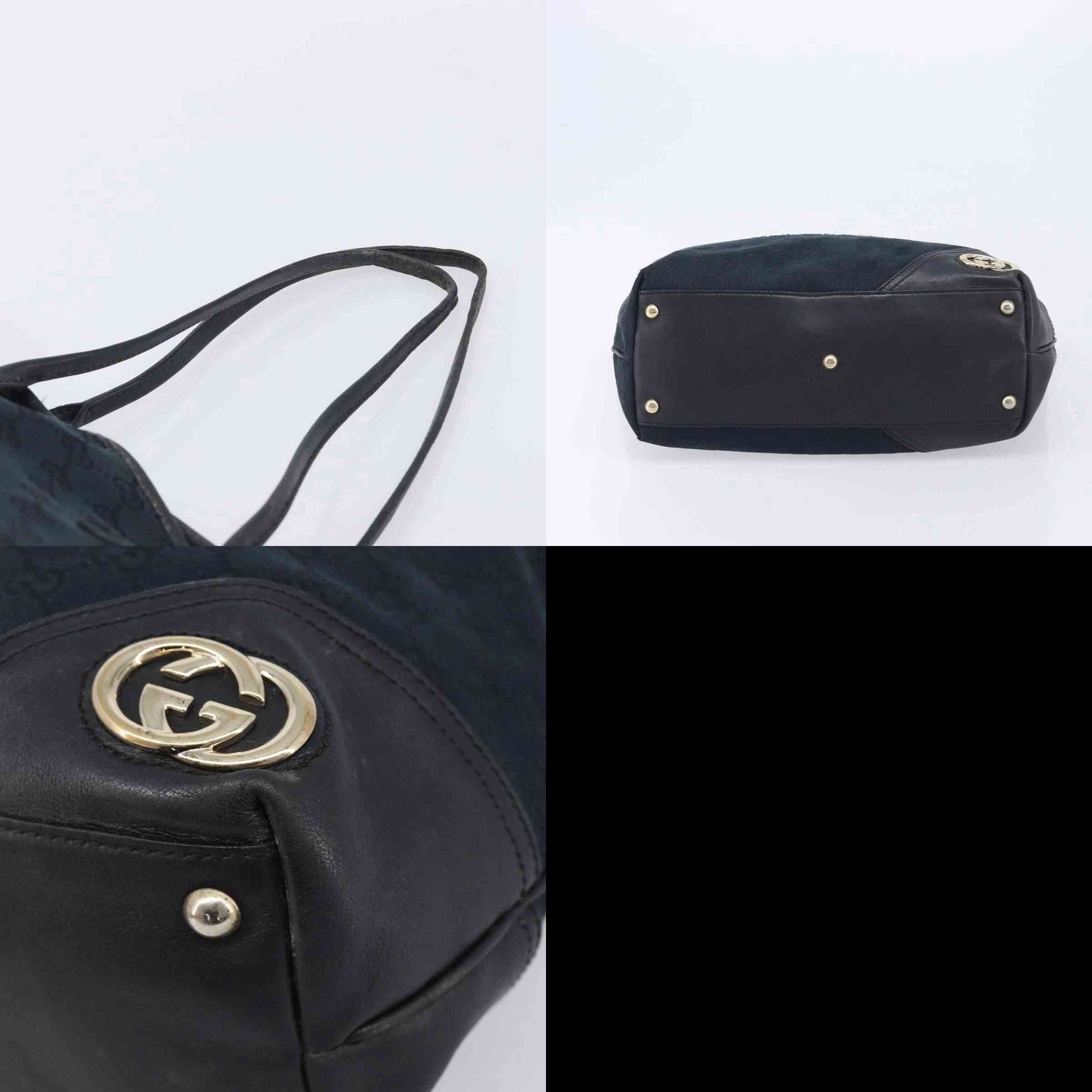 $950 Gucci GG Canvas Abbey Black Tote