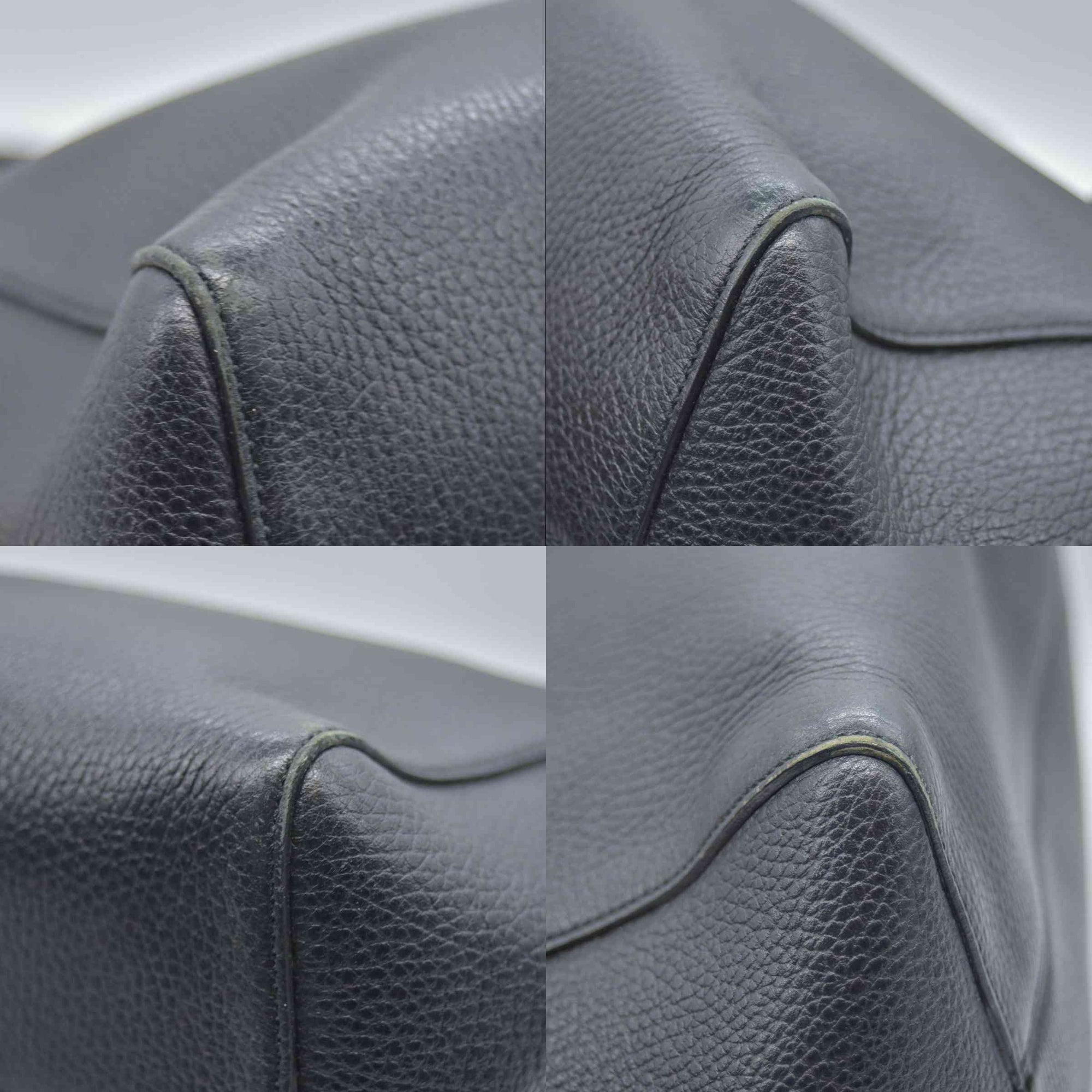 $1100 Gucci Pebbled Calfskin Small Swing Tote Black