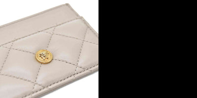 $295 Versace Medusa Quilted Card Holder Beige CONSIGNMENT