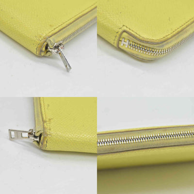$1175 HERMES Silk-In Azap Long Zip Around Wallet Yellow Epsom CONSIGNMENT