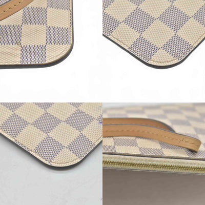 $650 Louis Vuitton Damier Azur Braided Neverfull MM Tote Pochette
