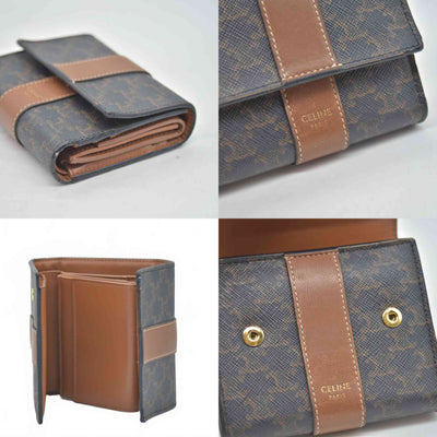 $690 Celine Triomphe Canvas Trifold Compact Wallet CONSIGNMENT