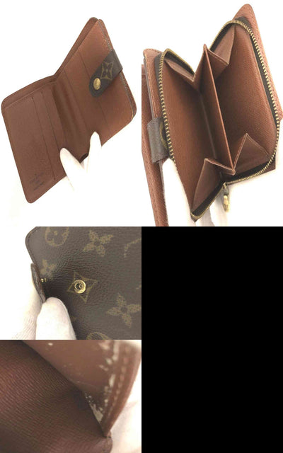 $520 2000 Louis Vuitton Monogram Compact Zip Bifold Wallet Brown CA0040 10021015
