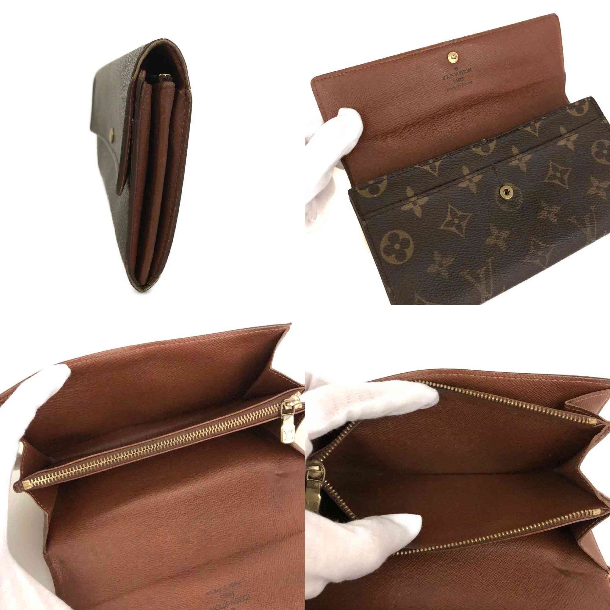 $725 2000 Louis Vuitton Monogram Portefeiulle Sarah Long Bifold Wallet Brown TH1000 10019606