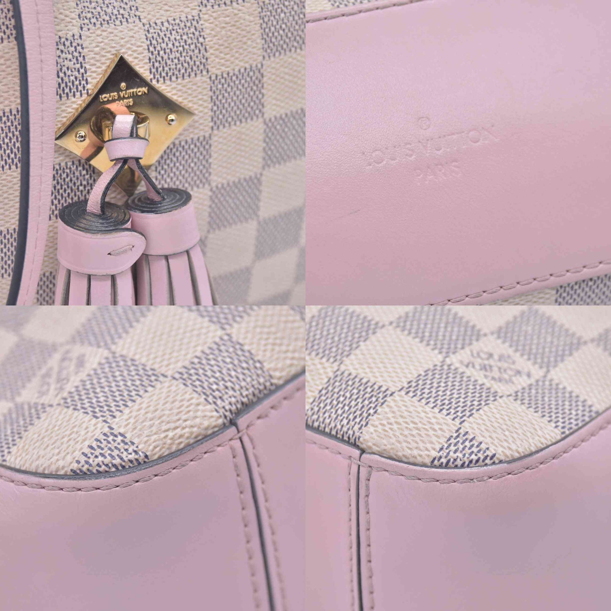 $1720 2019 Louis Vuitton Damier Azur Saintonge Eau De Rose CA0139