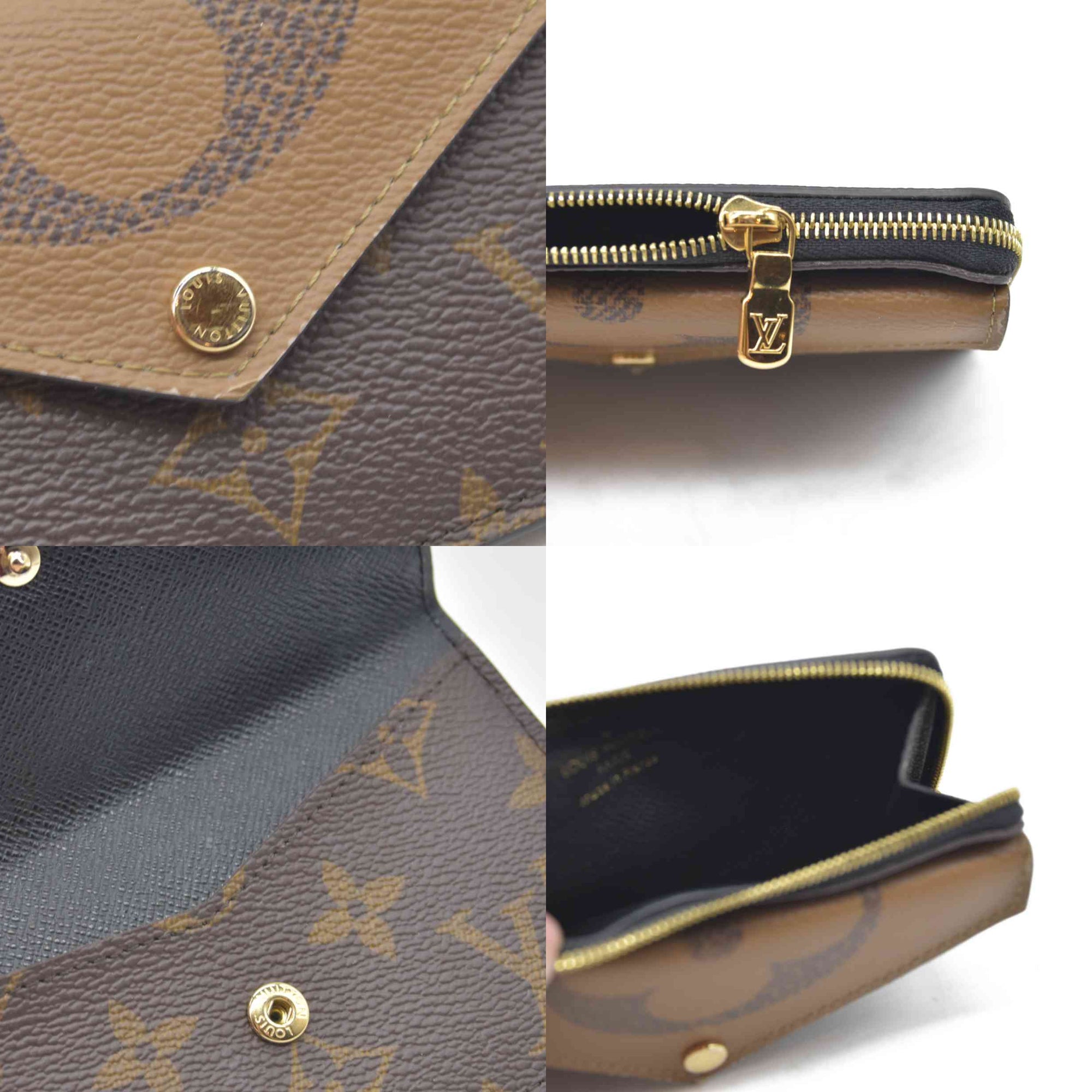 $700 Louis Vuitton  Reverse Monogram Recto Verso Card Holder Brown RFID