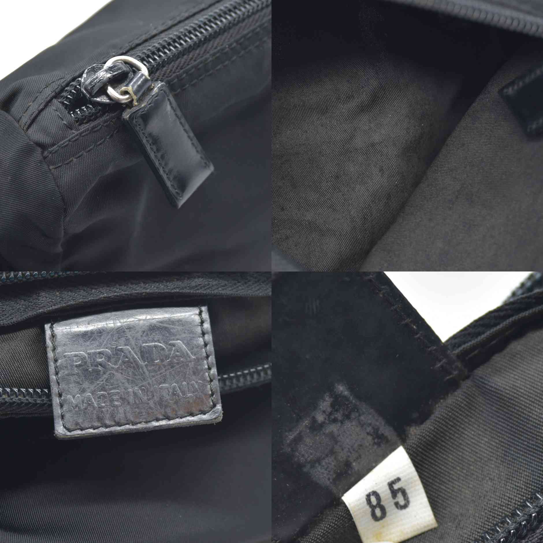 $825 Prada Black Tessuto Nylon Medium Pouch Clutch Bag CONSIGNMENT