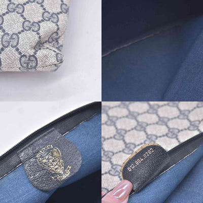 $550 GUCCI Vintage Navy GG Supreme Canvas Clutch Pouch Blue Grey CONSIGNMENT 10021218