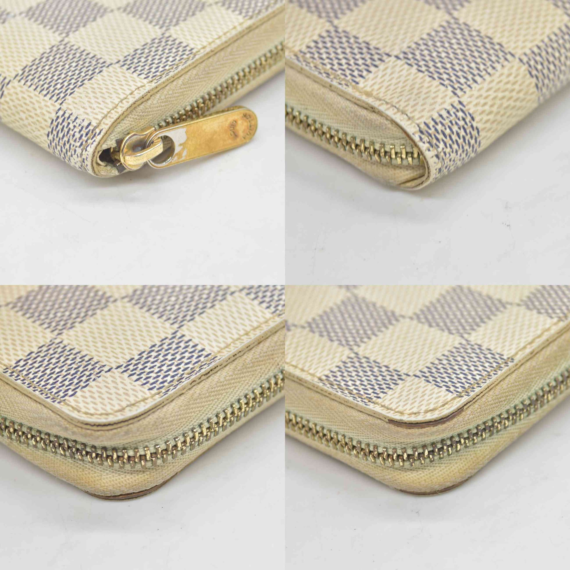 $560 2012 Louis Vuitton Damier Azur Zippy Zip Coin Purse Wallet White SN1192