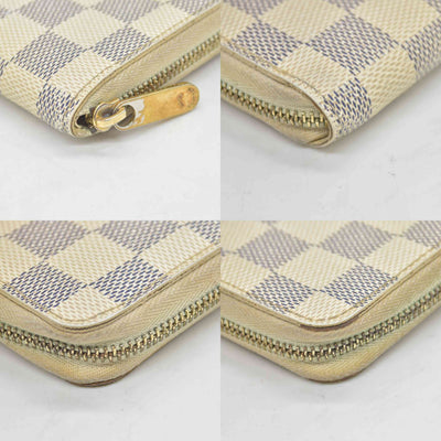 $560 2012 Louis Vuitton Damier Azur Zippy Zip Coin Purse Wallet White SN1192