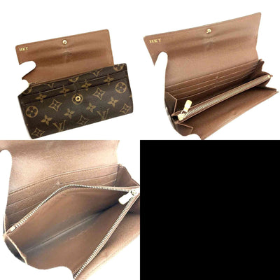 $720 Louis Vuitton Monogram Portefeiulle Sarah Long Bifold Wallet Brown CA0049