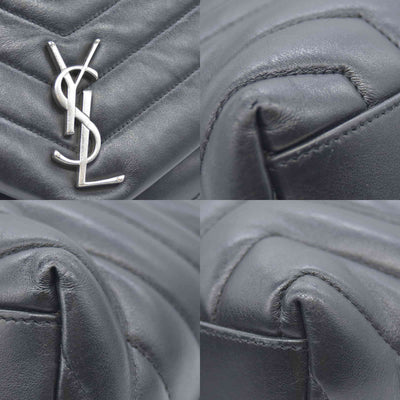 $3250 Saint Laurent Quilted Monogram Medium Loulou Chain Satchel Black