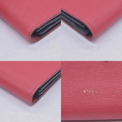 $790 CELINE Drummed Calfskin Large Strap Multifunction Wallet CONSIGNMENT 10021572