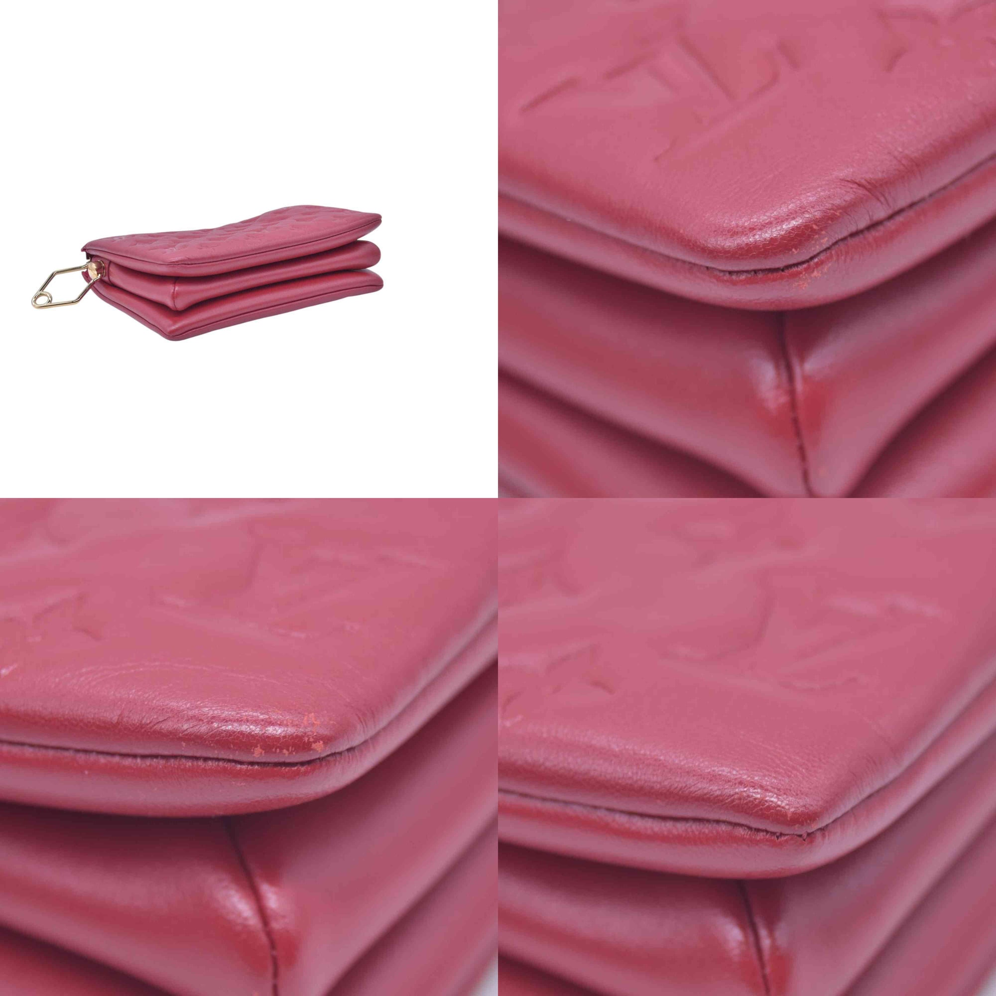 $3900 LOUIS VUITTON Monogram Empreinte Coussin PM Rubis Red RFID 10021360