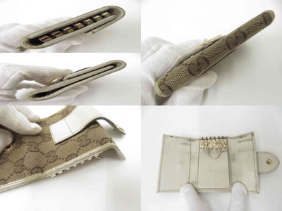 $320 2013 Gucci GG Sukey GG Canvas Leather 6-Ring Key Case 282434-2184