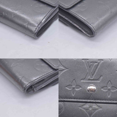 $605 2003 Louis Vuitton Metallic Matt Vernis Compact Wallet Grey TH0033 CONSIGNMENT 10020918