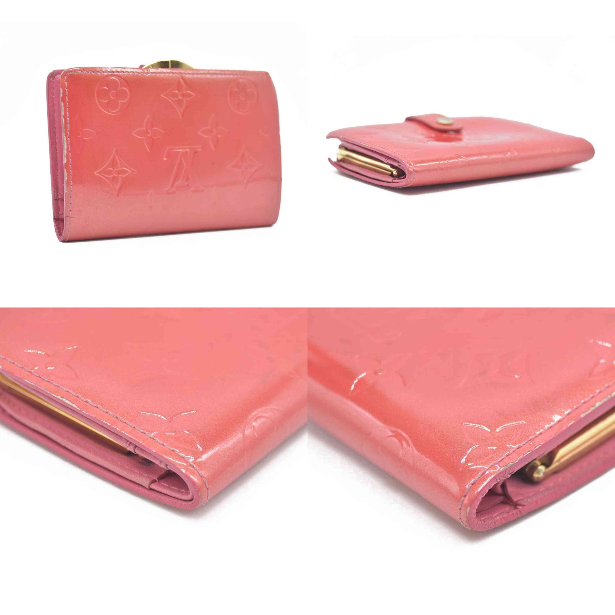 $935 Louis Vuitton Vernis French Purse Wallet Pink Viennois MI1005