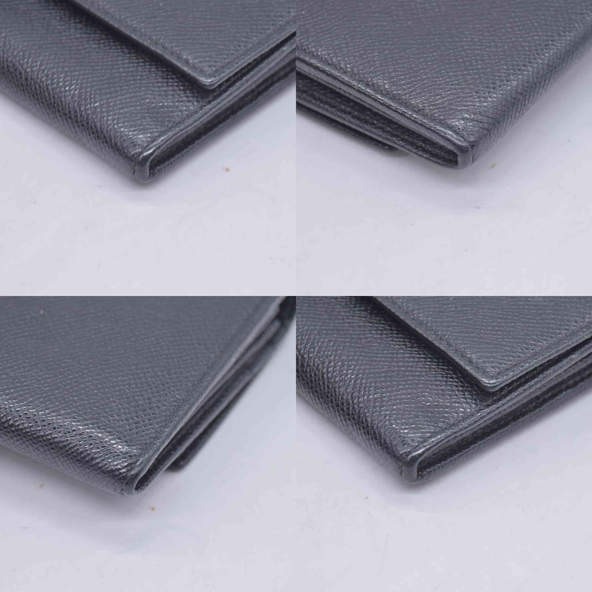 $790 BVLGARI Leather Bifold Long Wallet Black CONSIGNMENT 10021048