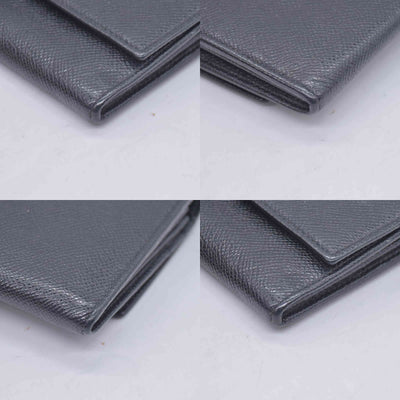 $790 BVLGARI Leather Bifold Long Wallet Black CONSIGNMENT 10021048
