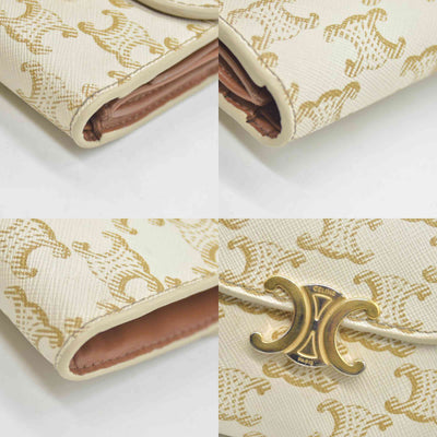 $690 Celine Triomphe Canvas Small Triomphe Wallet White CONSIGNMENT