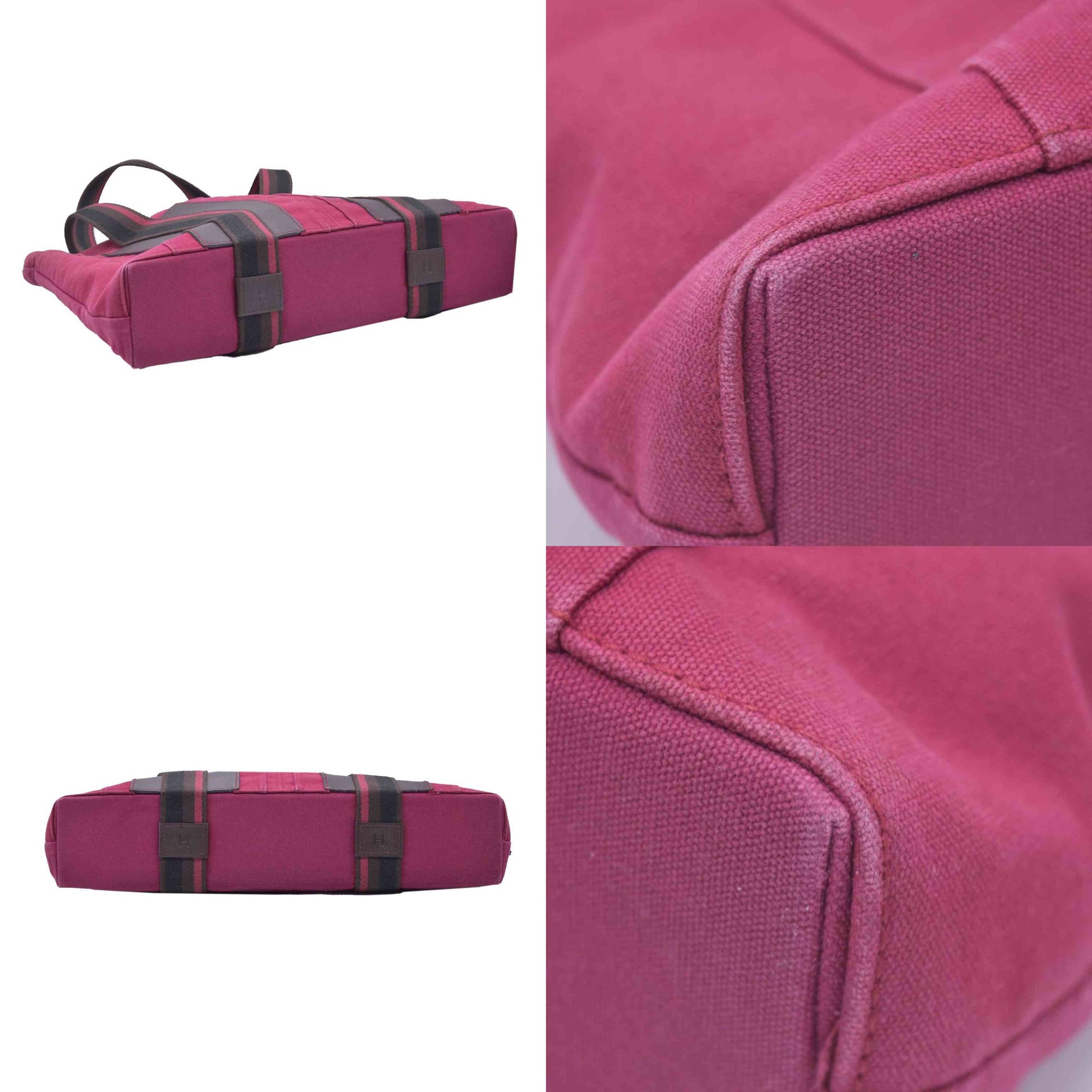 $1150 HERMES Toile Troca Horizontal MM Tote Bag Red CONSIGNMENT 10021349