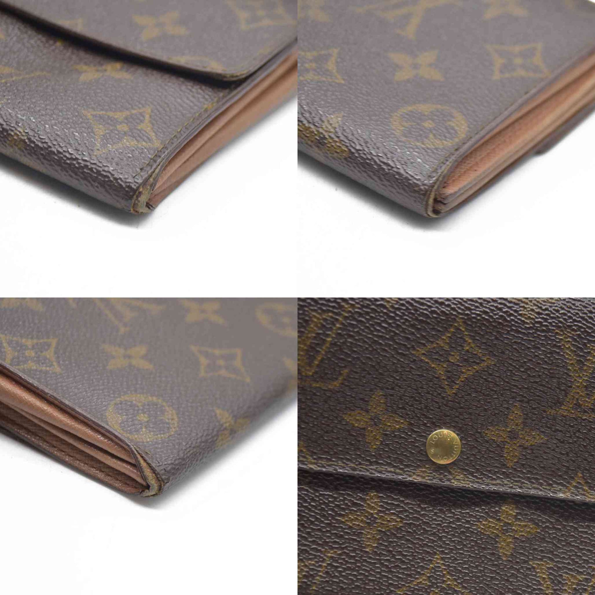 $720 Louis Vuitton Monogram Portefeiulle Sarah Long Bifold Wallet Brown