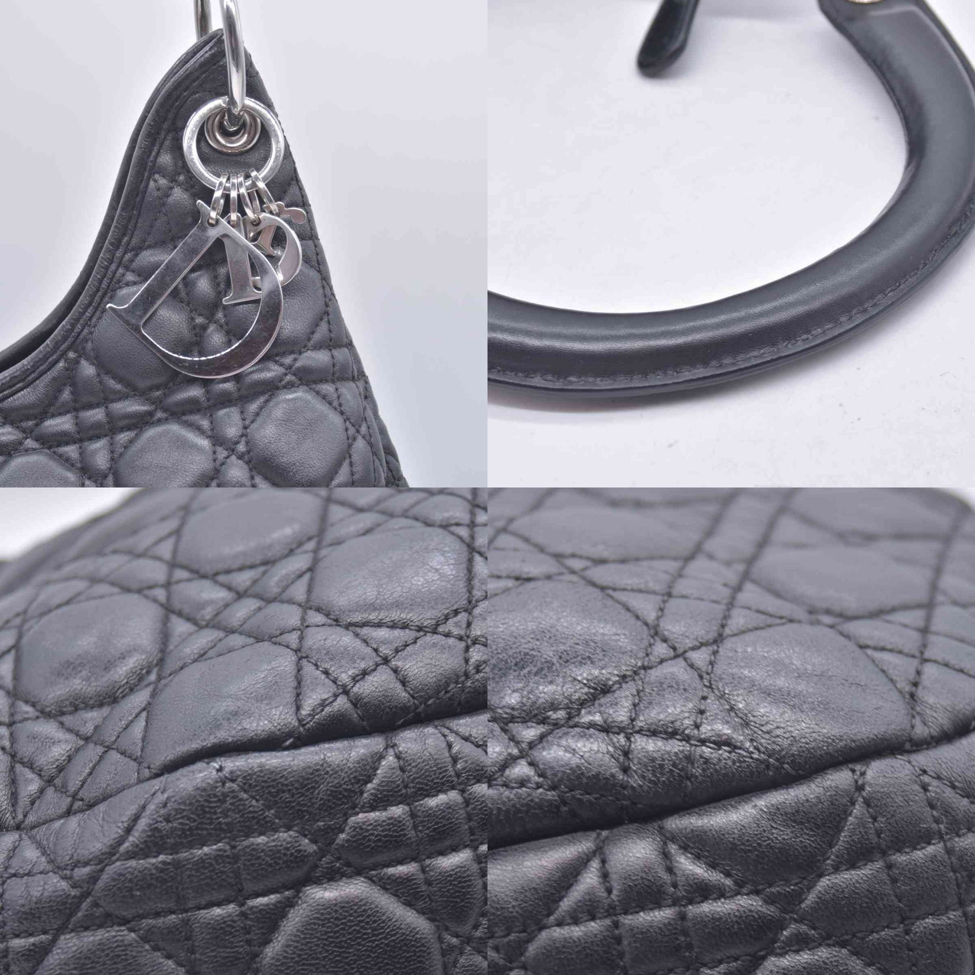 $2400 CHRISTIAN DIOR Black Cannage Quilted Leather Hobo CONSIGNMENT 10021440