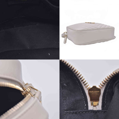 $1950 2022 Saint Laurent Calfskin Matelasse Monogram Lou Camera Bag Crema Soft