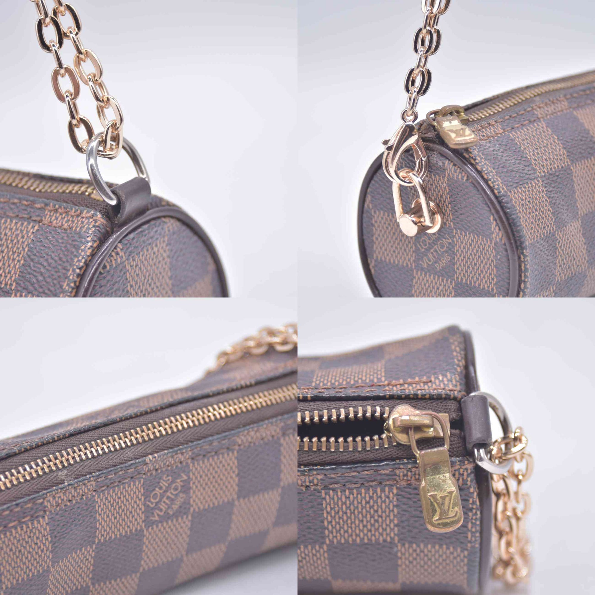 $1560 LOUIS VUITTON Damier Ebene Papillon Pochette MODIFIED