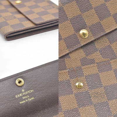 $775 Louis Vuitton Damier Ebene Sarah Wallet CONSIGNMENT CA0942