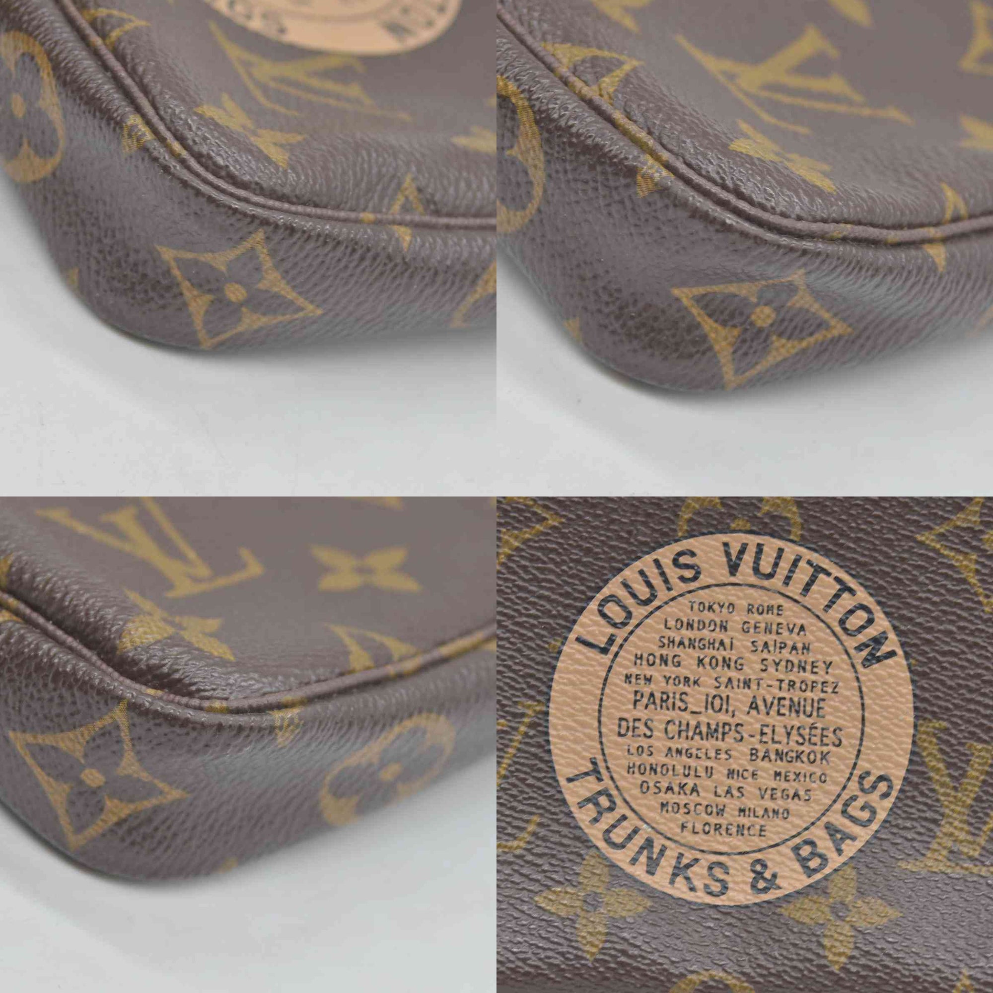 $835 2007 Louis Vuitton Monogram Complice Trunks and Bags Mini Pochette Accessories Beige FL3077
