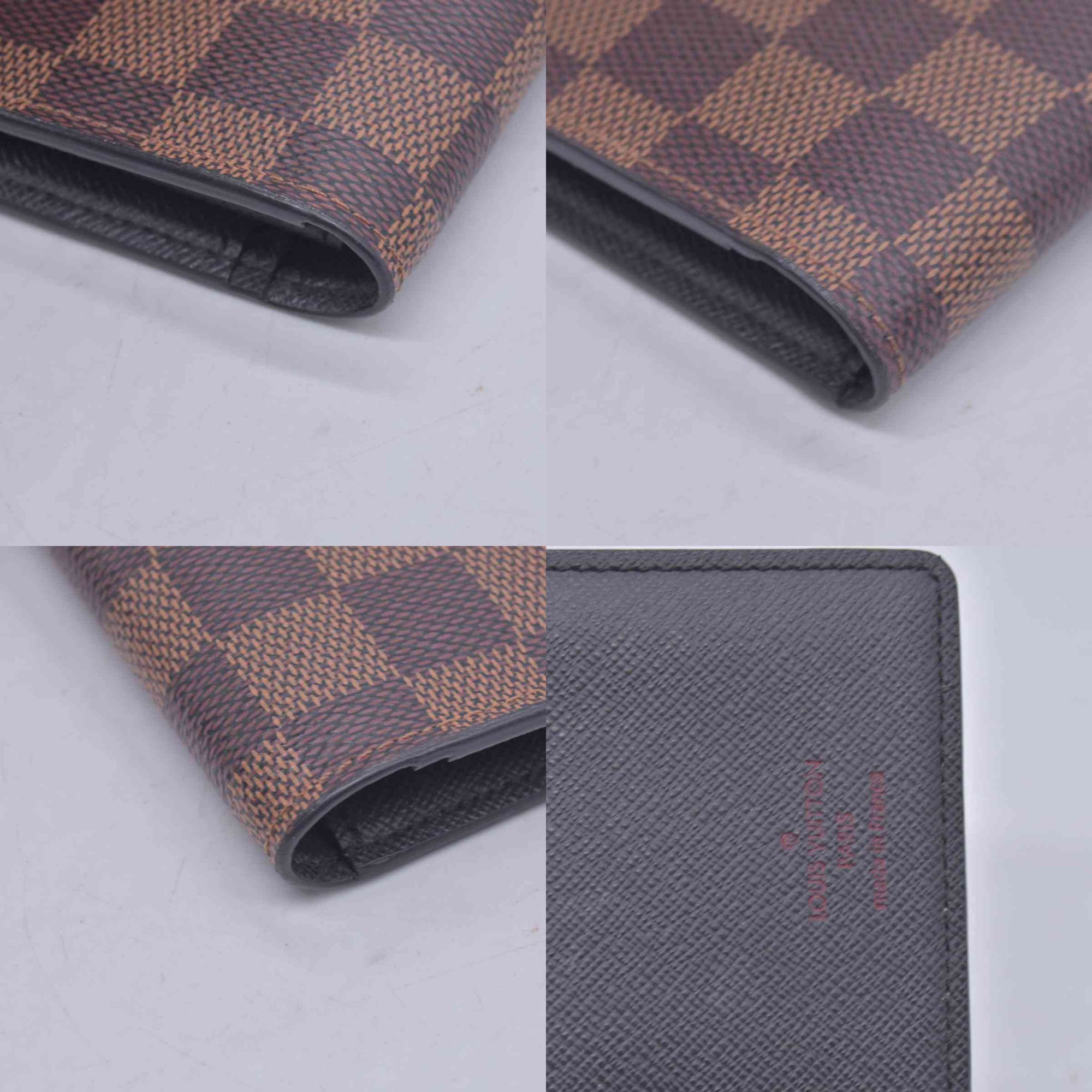 $680 LOUIS VUITTON Damier Ebene Portefeuille International Wallet Brown CONSIGNMENT 10021568