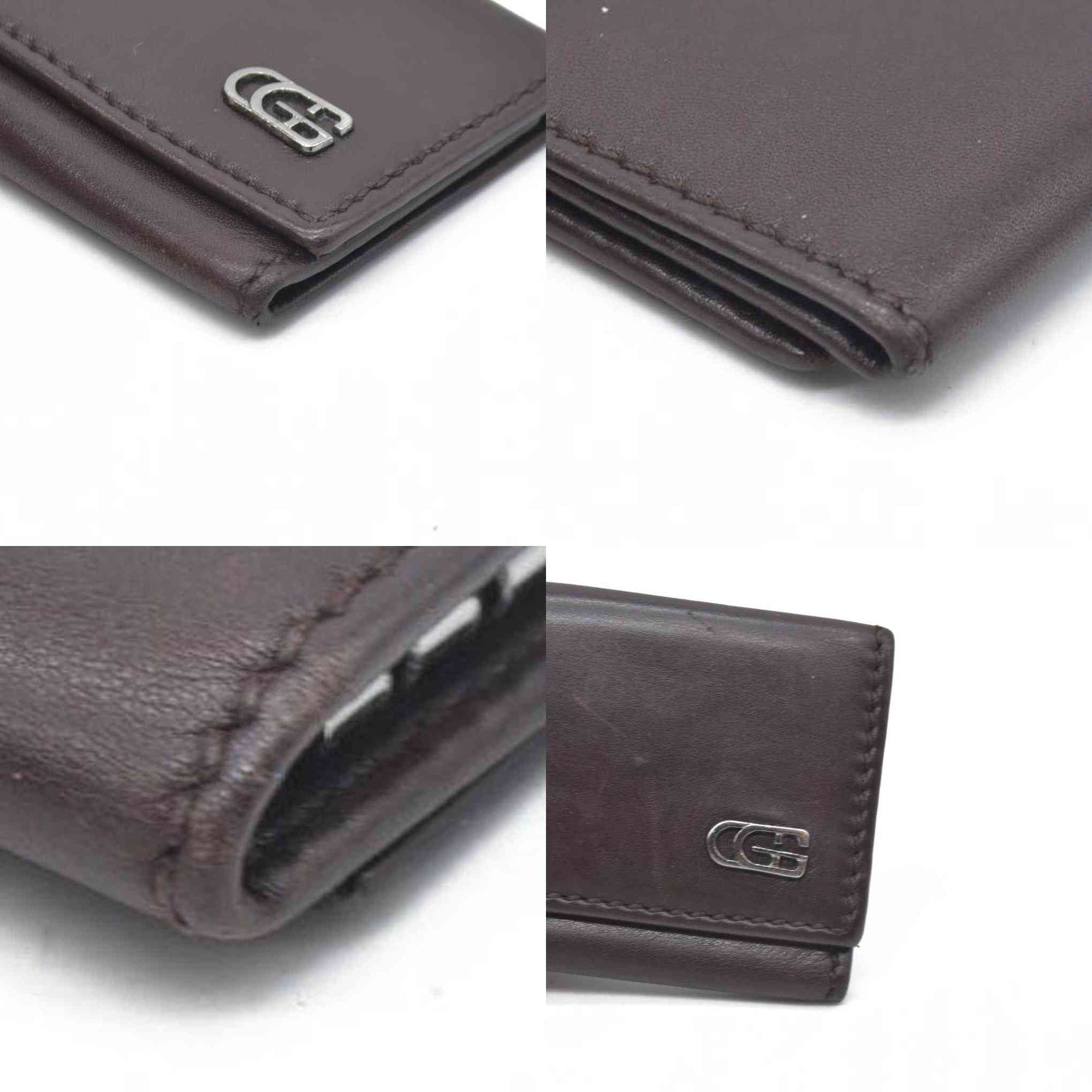 GUCCI Double G Leather 6 Ring Key Case Brown