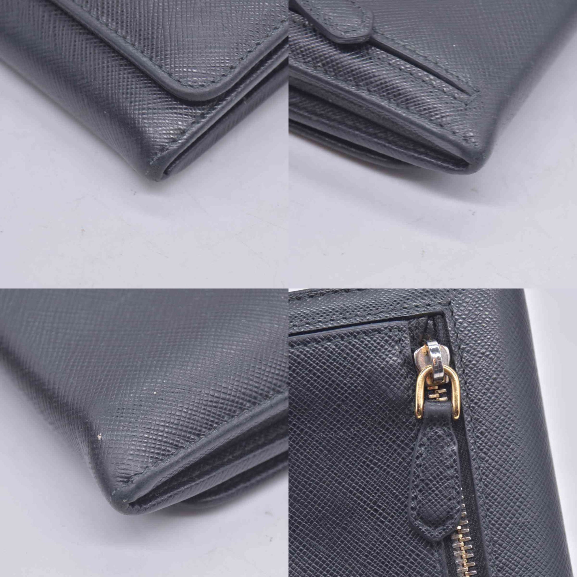 $780 PRADA Saffiano Metal Continental Flap Wallet Nero CONSIGNMENT 10021171