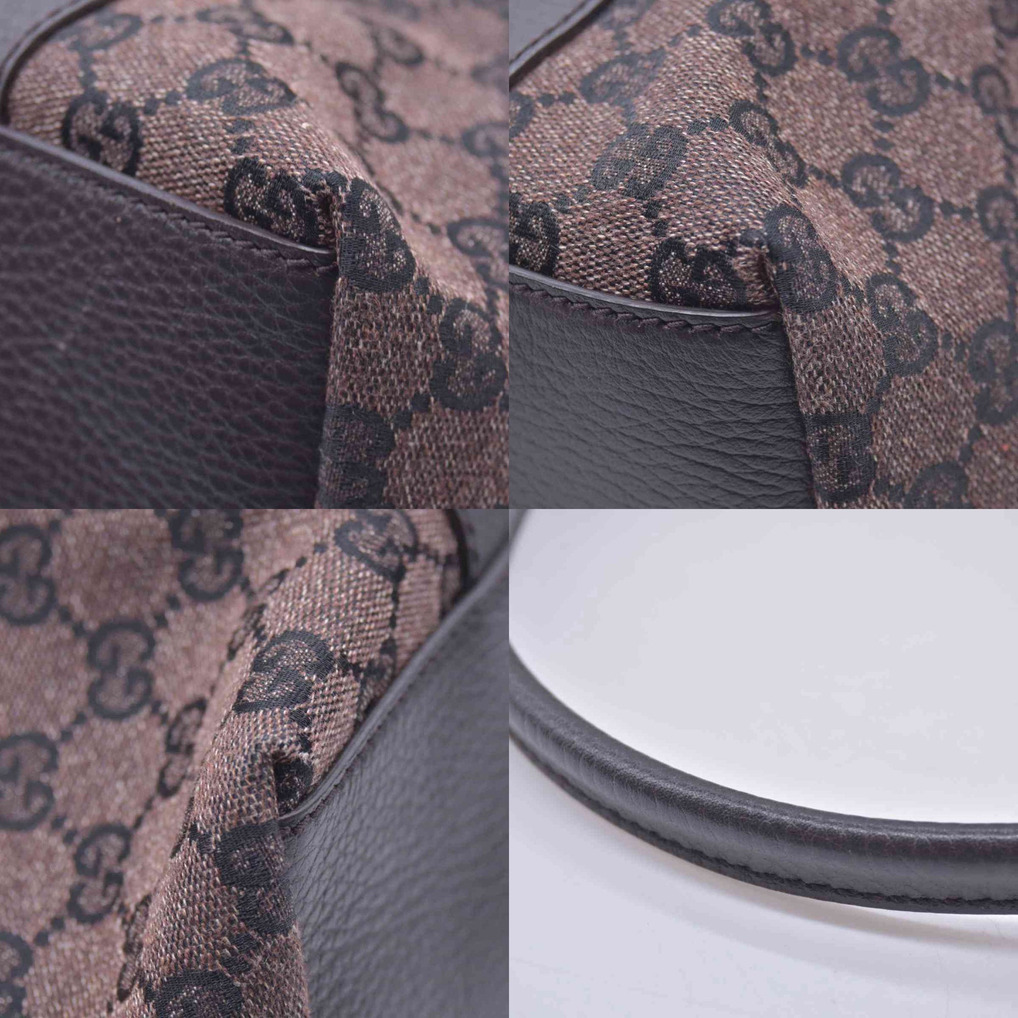 $1450 GUCCI GG Canvas Bamboo Ring Handle Tote Bag Brown CONSIGNMENT 10021346
