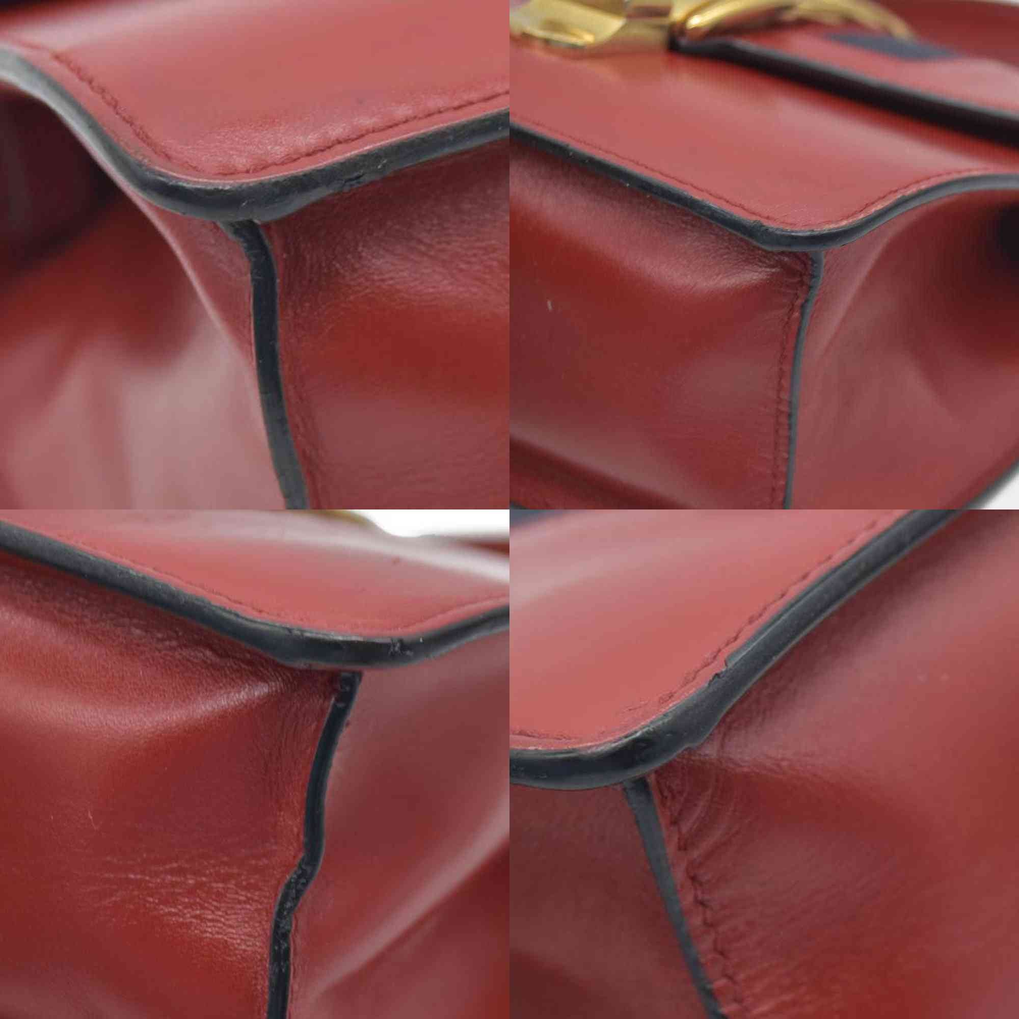 $1980 Gucci  Calfskin Mini Sylvie Chain Shoulder Bag Hibiscus Red