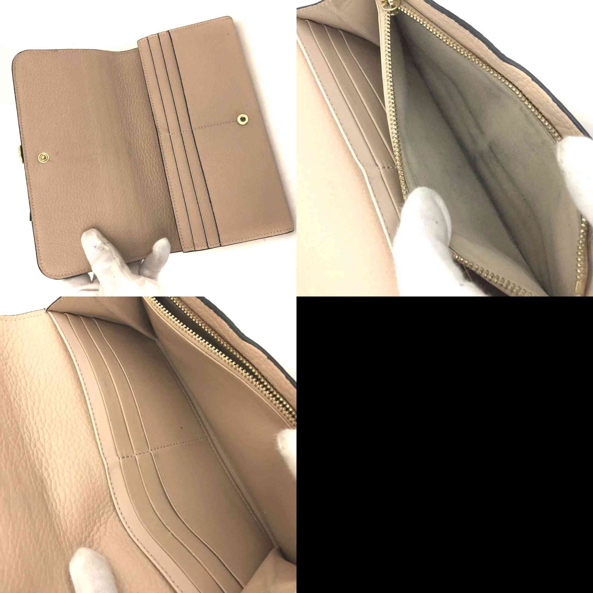 $535 Chloe Alphabet Leather Long Bifold Wallet Purse Beige