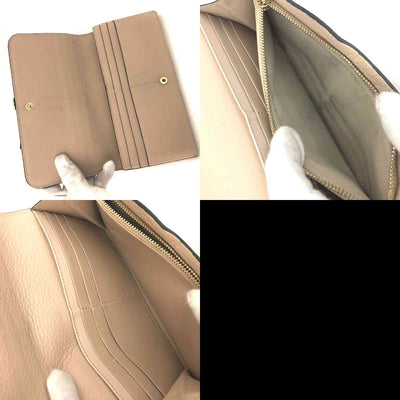 $535 Chloe Alphabet Leather Long Bifold Wallet Purse Beige