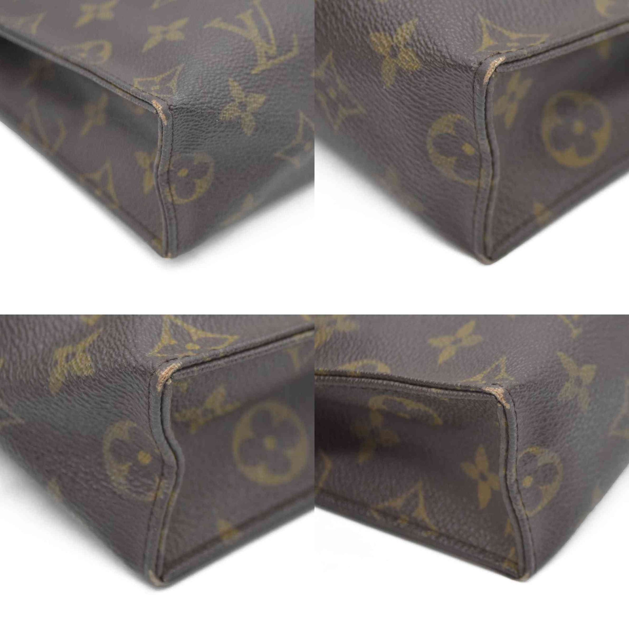 AUCTION $1050 Louis Vuitton Monogram Poche Toilette 26 Cosmetics Pouch Purse Brown 882TH