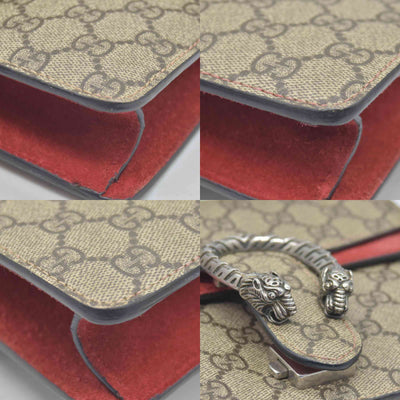 $2600 Gucci GG Supreme Monogram Suede Cudu Medium Dionysus Shoulder Bag Beige Ebony Vulcanic Red CONSIGNMENT