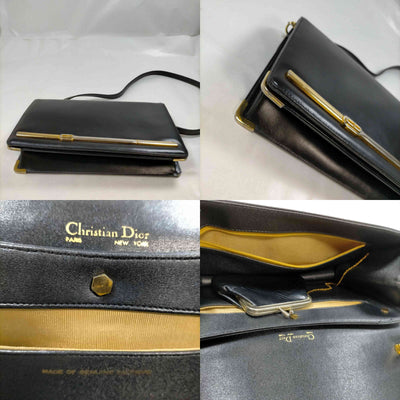 $1290 Christian Dior Shoulder Bag Black Leather