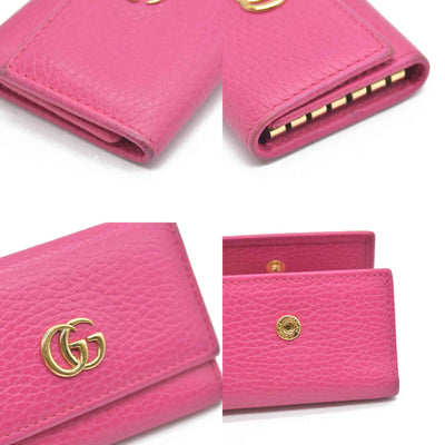 $480 Gucci Dollar Calfskin GG Marmont 6 Key Holder Pink Auction
